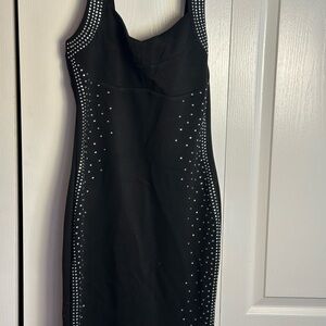 Chic Black Studded Mini Dress